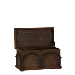 Household Essentials Wooden Arch Trunk Storage Chest, Small, Brown