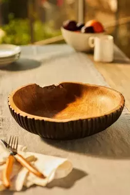 Carved Teak Serving Bowl