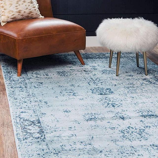 Unique Loom Sofia Collection Traditional Vintage Area Rug, 6' x 9', Light Blue/Navy Blue
