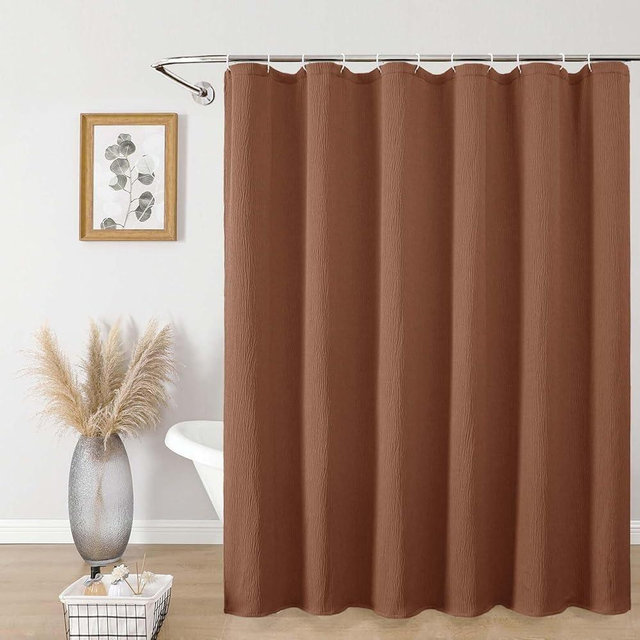 Aiyufeng 3D Textured Terracotta Shower Curtain for Bathroom, Fabric Shower Curtain Soft Cloth & Hotel Spa Quality, Luxury Boho Bathroom Curtains, Machine Washable, Terracotta, 72x72 Inches