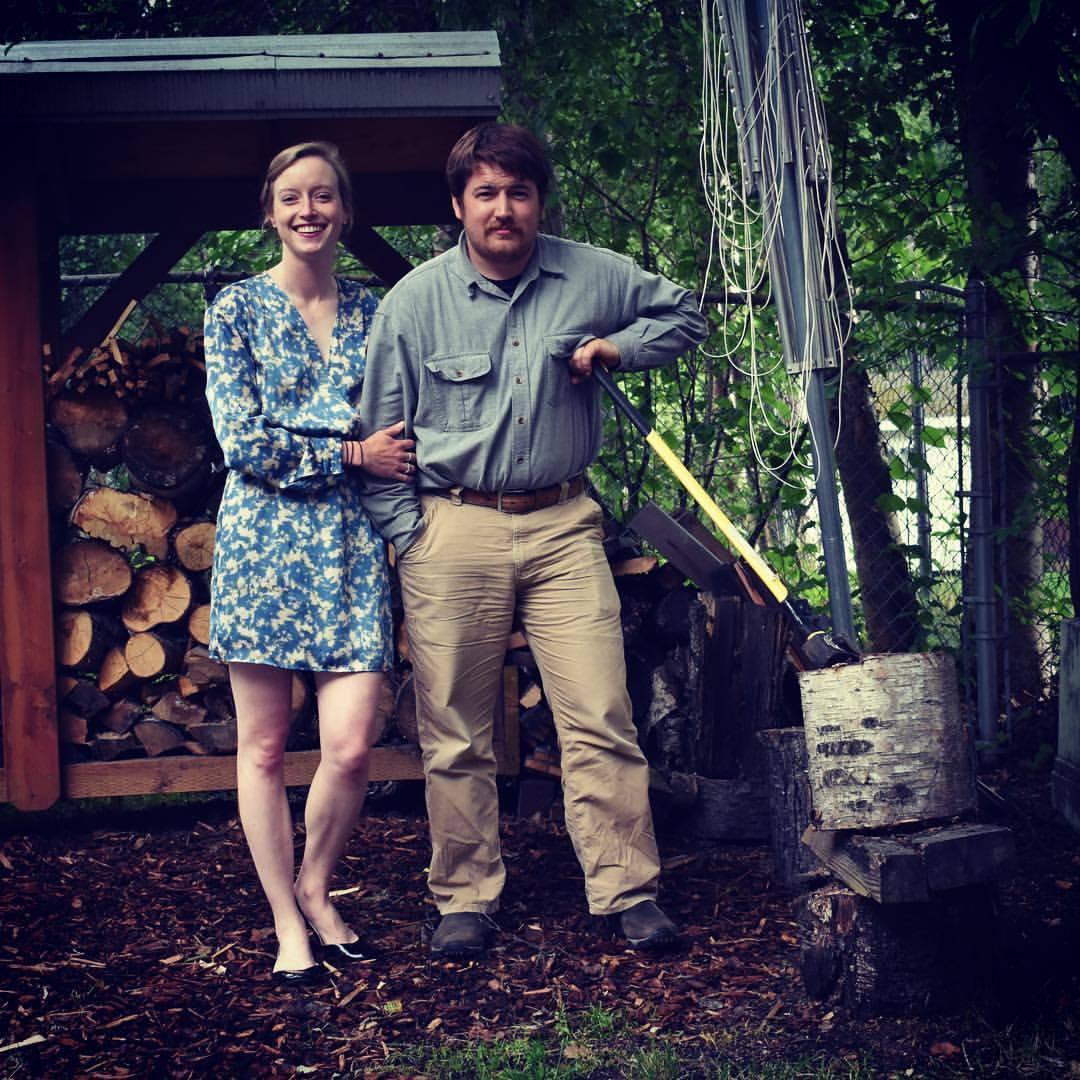 Even at a wedding reception, Johnny can't help but be drawn to splittin' wood! 2017.