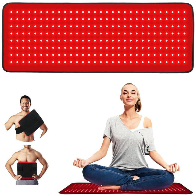 LOVTRAVEL New 31.5'' X 11.8'' LED 660nm Red Light and 850nm Near Infrared Light Therapy Devices Mat Large Wearable Pads Belt Wrap for Body Pain Relief