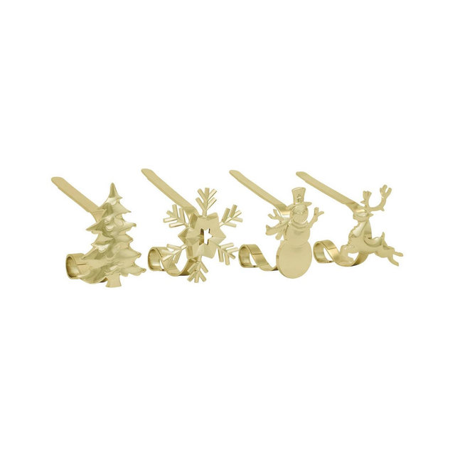 4pk Original MantleClip with Assorted Icons Brass