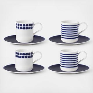 Charlotte Street Espresso Cup & Saucer, Set of 4