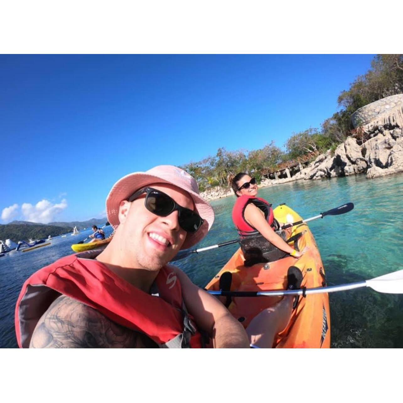 Kayaking in Haiti! The bluest of blue waters. Tyler and I spent the first 10 minutes turning in circles. This photo was taken right after we started getting the hang of it.