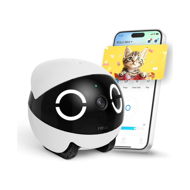 Enabot ROLA Mini Smart Companion Robot with 2K Camera, Two-Way Audio & Night Vision