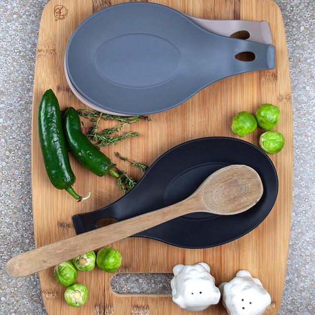 Modern Silicone Spoon Rests - Kitchen Utensil Holders - Quality Material (Set of 3)