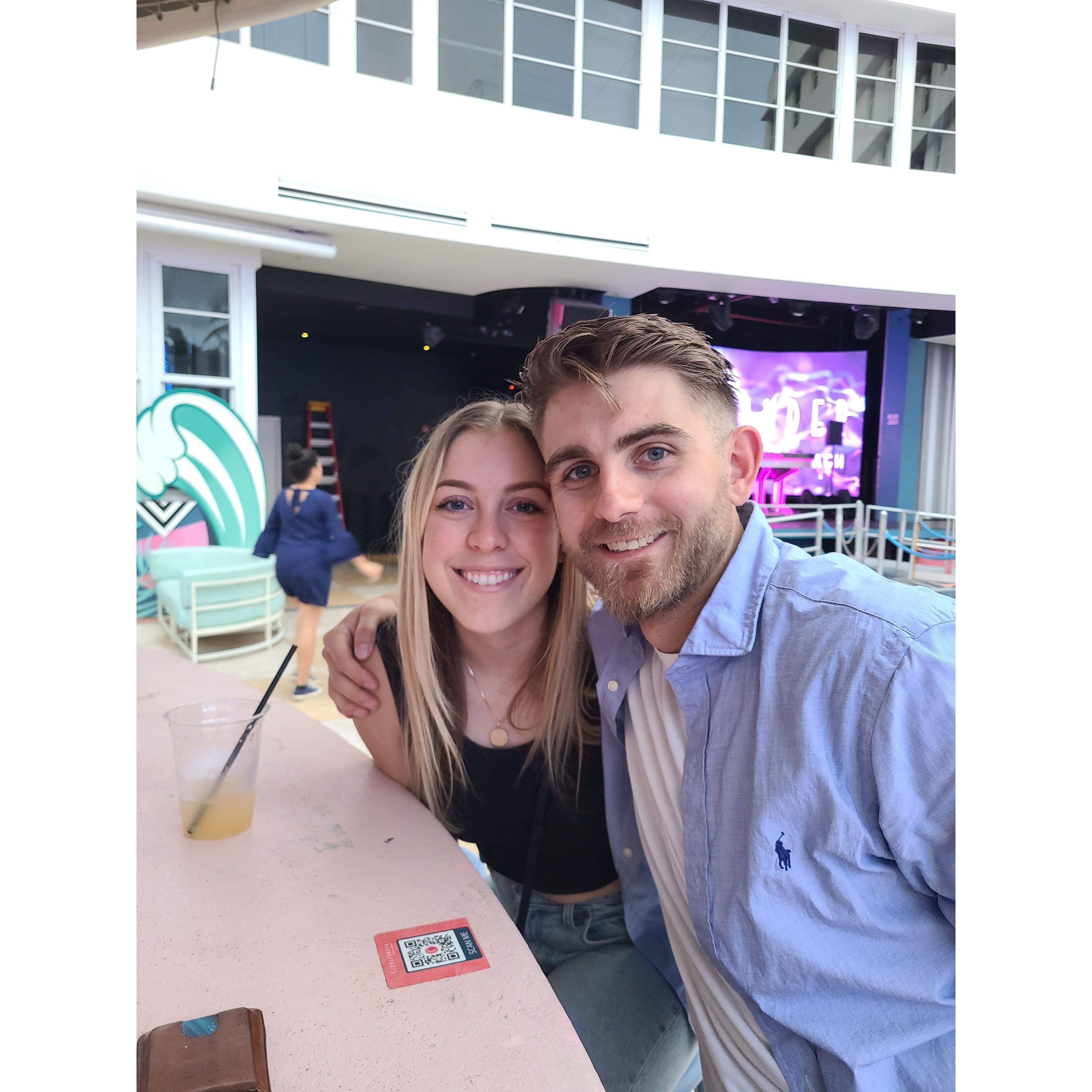 Getting drinks at "The Clevelander" bar in Miami, FL!