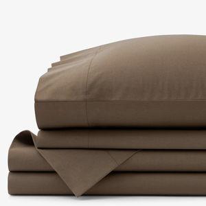 Classic Cool Cotton Percale Bed Sheet Set, Coffee, King