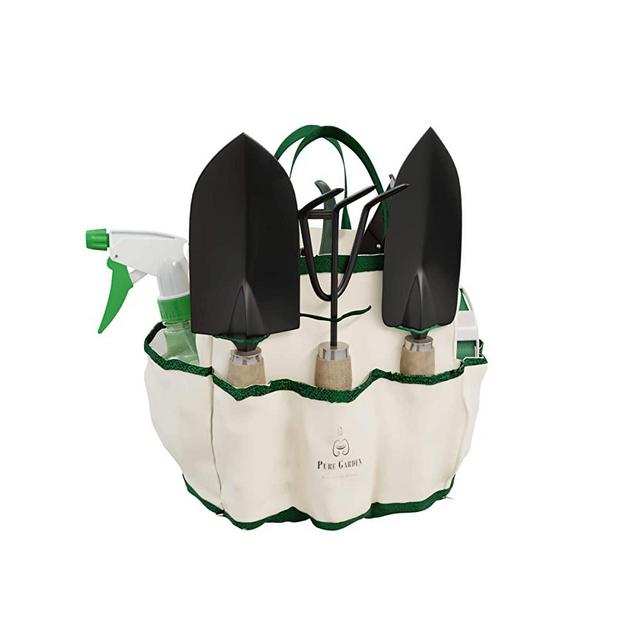 Pure Garden 75-08002 8 Piece Garden Tool and Tote Set Repel-pesticides, 7x4.5, b