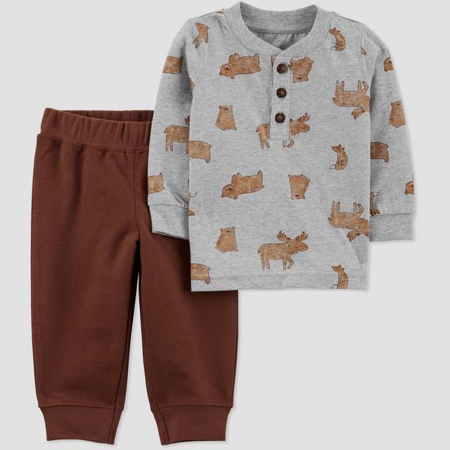 Carter's Just One You® Baby Boys' 2pc Woodland Top & Bottom Set - Brown 9M