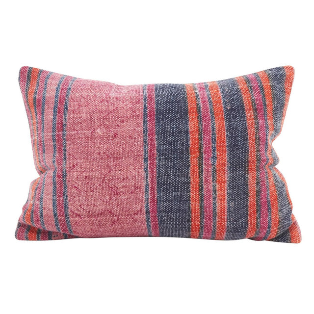 12"x20" Oversize Boho Striped Down Filled Lumbar Throw Pillow Pink - Saro Lifestyle