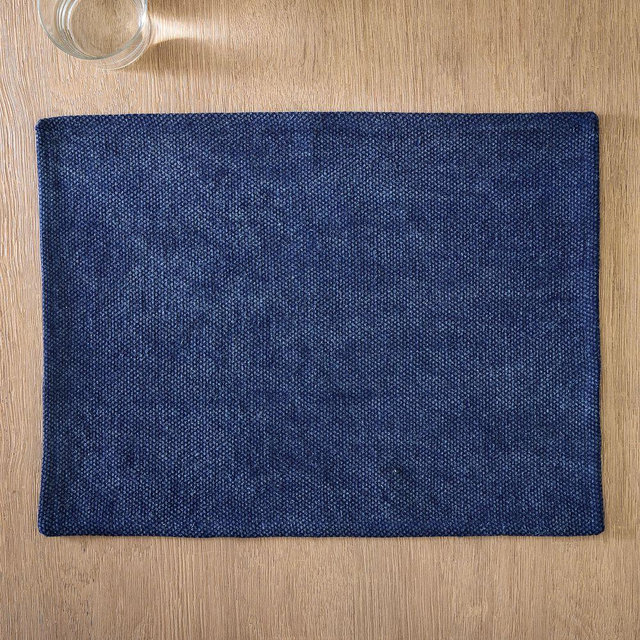 Textured Canvas Table Linens, Placemat, Midnight, Set of 4