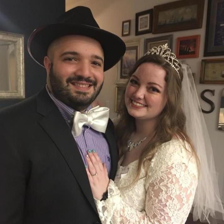 Our friends threw us a murder-mystery-dinner-engagement-party and we played the bride and groom in the story!