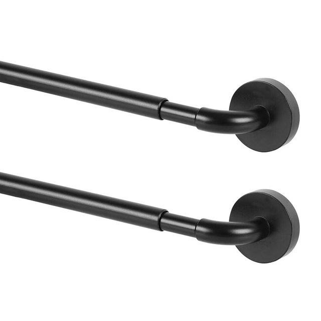 TYRON 2 Pack Magnetic Curtain Rod for Metal Doors Adjustable 18-30 Inch, 3/8 in. Diameter, French Door Magnetic Curtain Rods, Magnetic Cafe Rod(Black)