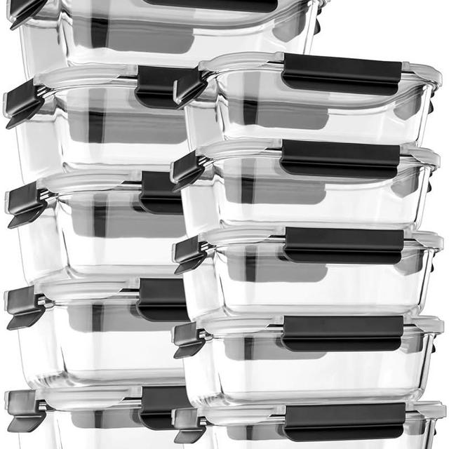 coccot Glass Food Storage Containers with Lids Airtight, Glass Meal Prep Containers with Snap Lids for Food, Bpa-free,Easy to Open&Close/Microwave,Oven,Freezer,Dishwasher Safe/Leak-proof [10 Pack]