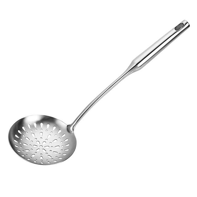 TBWHL Skimmer Slotted Spoon, Heavy Duty 304 Stainless Steel Slotted Spoon with Vacuum Ergonomic Handle, Comfortable Grip Design Strainer Ladle for Kitchen, 14.96 Inches