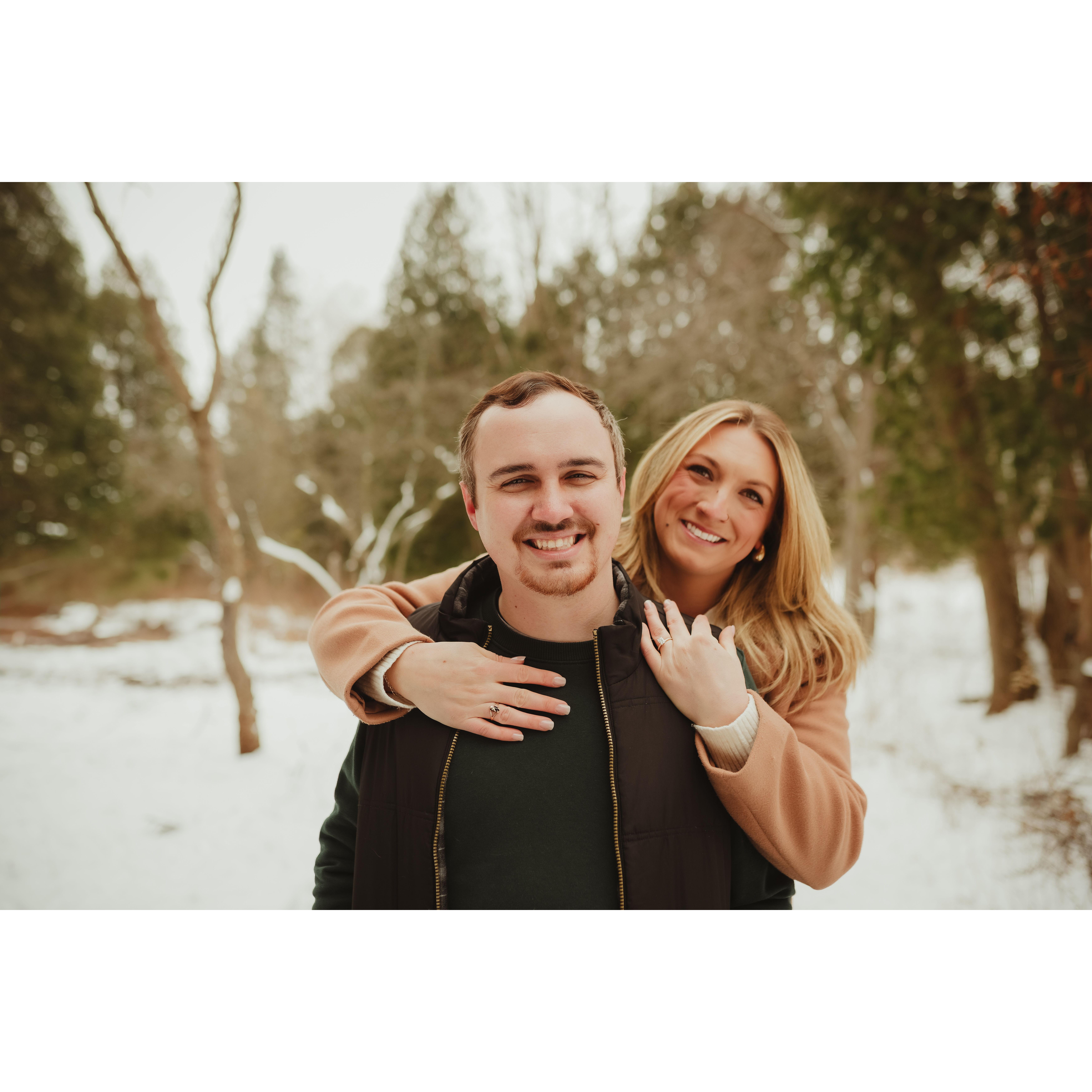 Our Save the Date photo shoot, we had about 3 layers on because it was in the negatives!