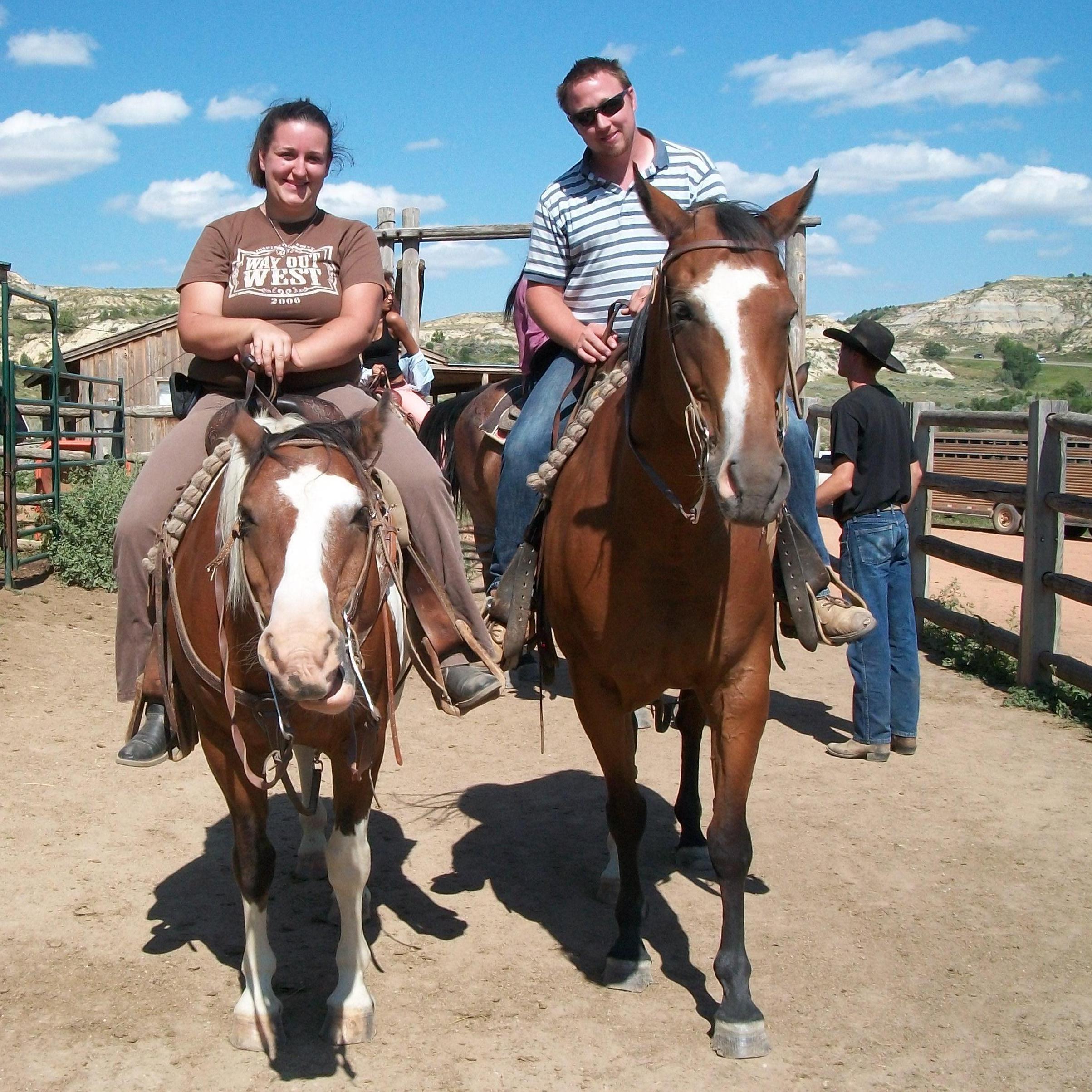 Jenn's first time horseback riding. In Medora ND 2013.