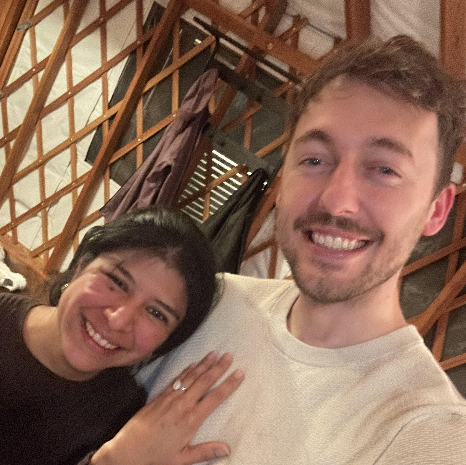 Post happy tears and saying "yes!"