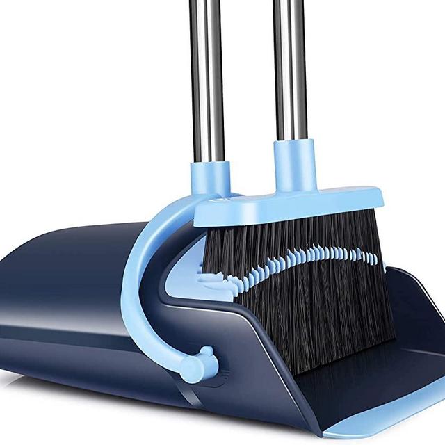 OLLSDIRE Broom and Dustpan Set for Home 2023 Indoor Broom with Dustpan Combo Set Upright Dust Pans with Long Handle Angle Broom for Kids Garden Pet Hair Lobby Wood Floor Sweeping Kitchen