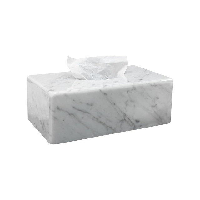 HAMAKAWA Natural Marble Tissue Box Cover, Carrara White Tissue Organizer 10 x 5.7 x 3.5 inch, Heavy Stone Decorative Box, Rectangle Tissue Box Holder for Home Decor, Kitchen, Bathroom, Bedroom