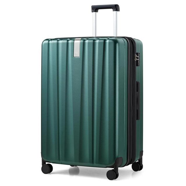 Hanke 29 Inch Expandable Checked Luggage Lightweight PC Hard Shell Luggage Suitcases with Wheels Travel Luggage Rolling Large Suitcase Travel Luggage Bag for Study Abroad.(Blackish Green)