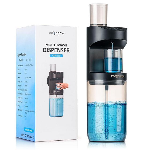 ZOFGENOW Automatic Mouthwash Dispenser for Bathroom,Bathroom Accessories 19.4 Fl Oz Dispensers with Magnetic Cups,Wall Mounted Dispenser,Suitable for All Age Groups,Black
