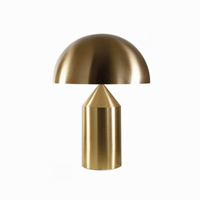 XINDAR Table Lamp with Socket, Contemporary Style Dome Shaped Table Lamp Metal 3 Light Mushroom Night Table Lamps for Bedroom (10 inch, Gold)