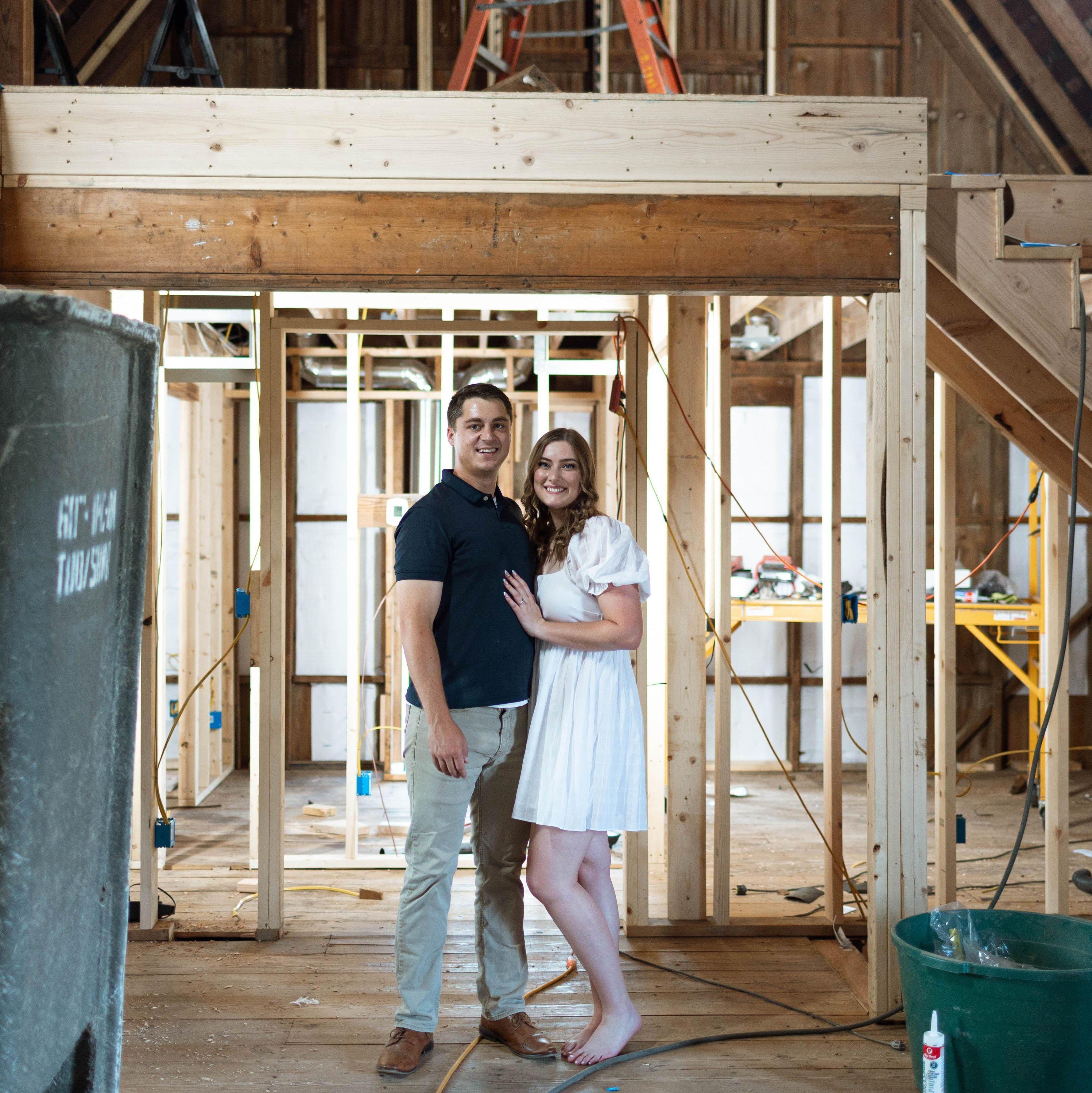 Mid-construction on the little barn!