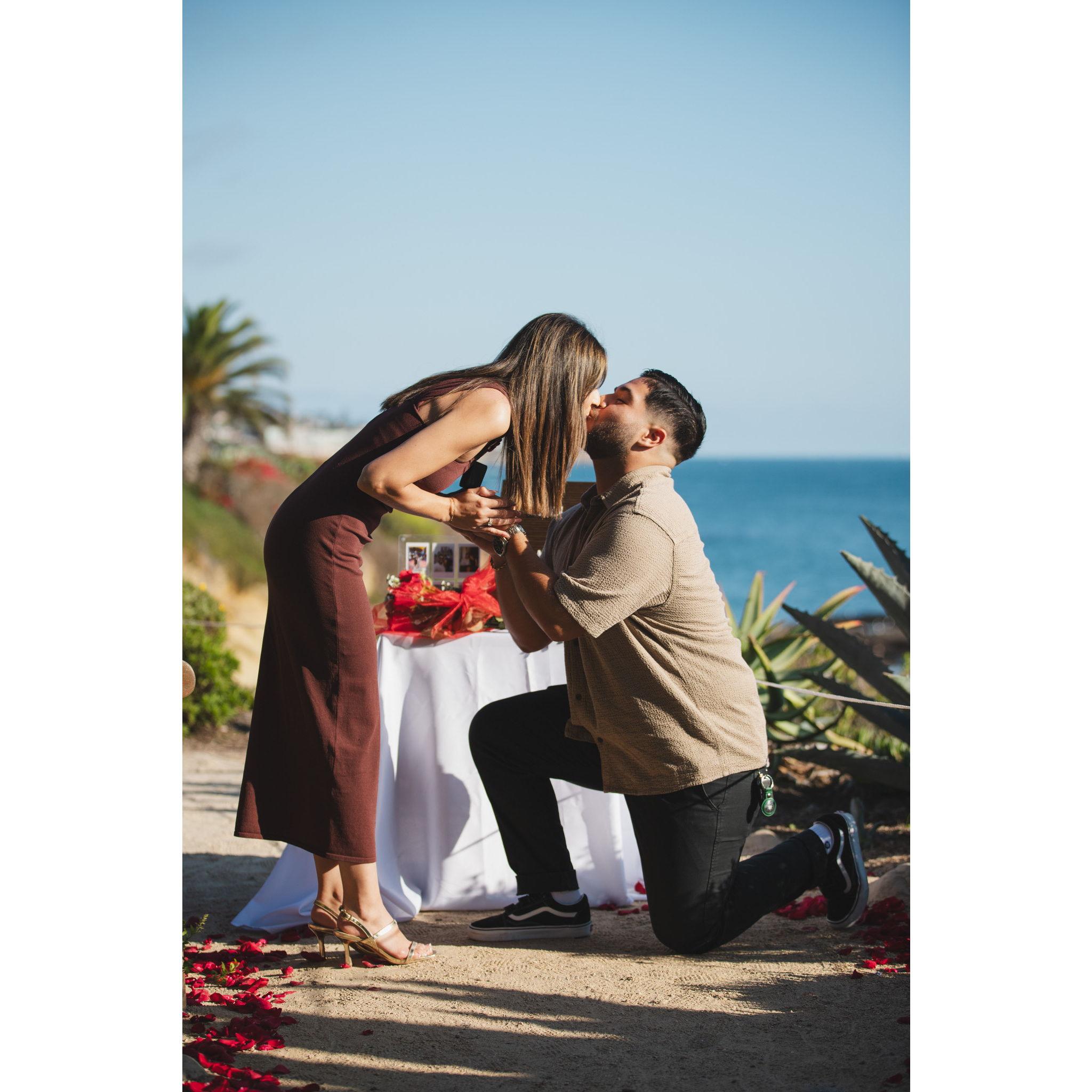 We got engaged at the same location of our first date, and our favorite beach.🤍