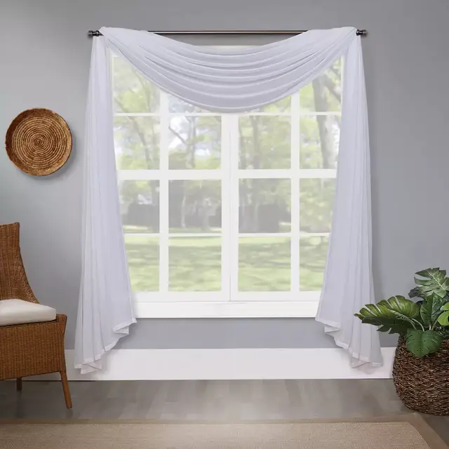 Bristol Semi-Sheer Window Scarf in White