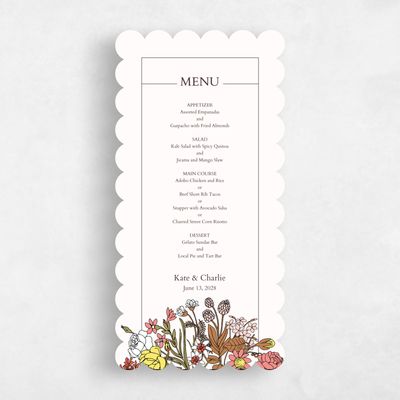 Beige Scalloped Wedding Menu - Smith and Mills