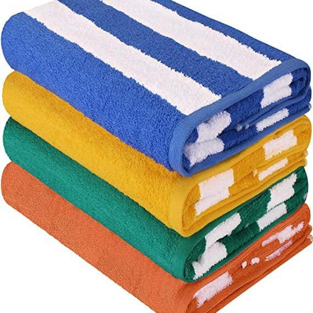 Utopia Towels Cabana Stripe Beach Towel (30 x 60 Inches) - 100% Ring Spun Cotton Large Pool Towels, Soft and Quick Dry Swim Towels Variety Pack (Pack of 4)