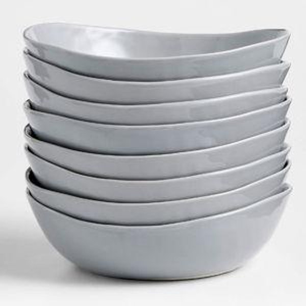 Mercer Grey Ceramic Dinner Bowls, Set of 8 + Reviews | Crate & Barrel