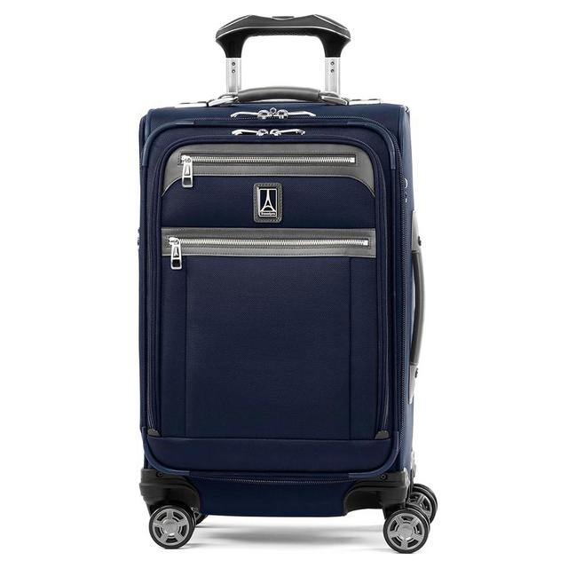 Travelpro Platinum Elite Softside Expandable Carry on Luggage, 8 Wheel Spinner Suitcase, USB Port, Suiter, Men and Women, Dark Blue, Carry On 21-Inch