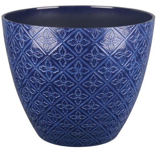 allen + roth 20.54-in W X 17.97-in H Navy Resin Planter