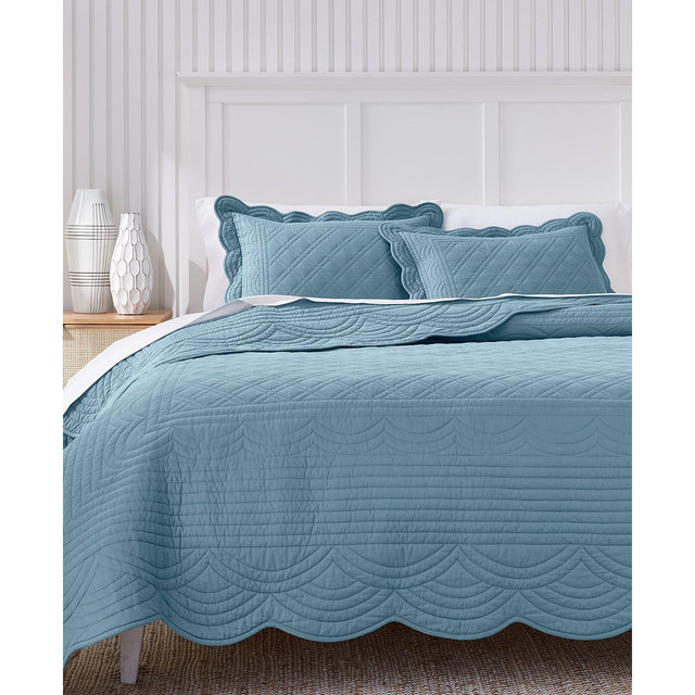 Charter Club Bailey Scallop Denim 3-Pc. Quilt Set, King, Macy's Exclusive