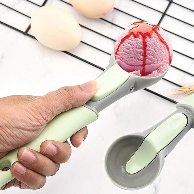 TbpersicwT Ice Cream Scoop, Plastice Ice Cream Scoop Meat Ball Maker Watermelon Melon Baller Kitchen Tool Spoon - Light Green