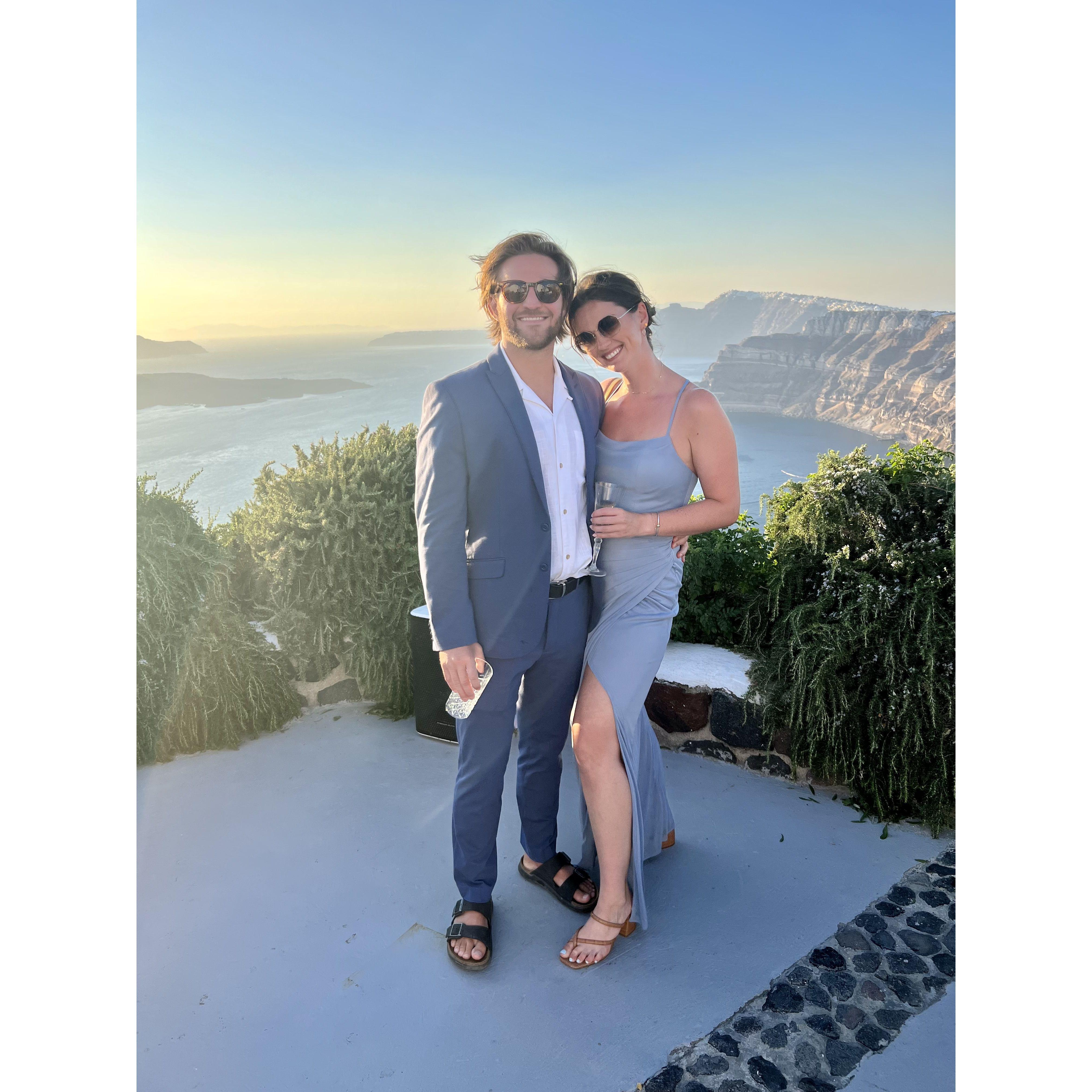 Jim's first time out of North America was in Summer of 2022. Here we are in Santorini celebrating the wedding of Molly's bridesmaid Maddy & her husband Elias.