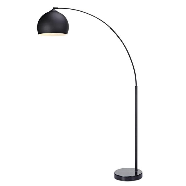 Versanora - Arquer Arc Floor Lamp with Black Shade and Black Marble Base
