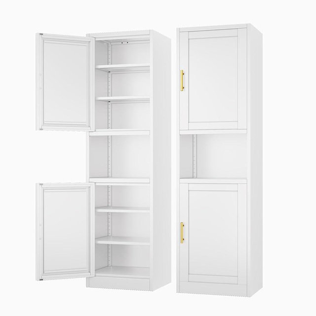 Ckzbx Tall Narrow Storage Cabinet 66.93" H Tall Bathroom Cabinets Metal Pantry Cabinet, 4 Adjustable Shelves for Kitchen, Home Office, Living Room, Dinning Room (16 inches Wide White)