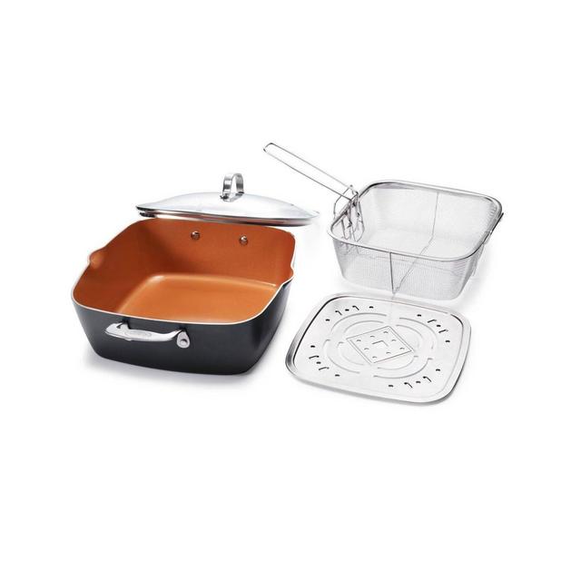 Gotham Steel Ti-cerama 11" Deep Square Pan with Lid