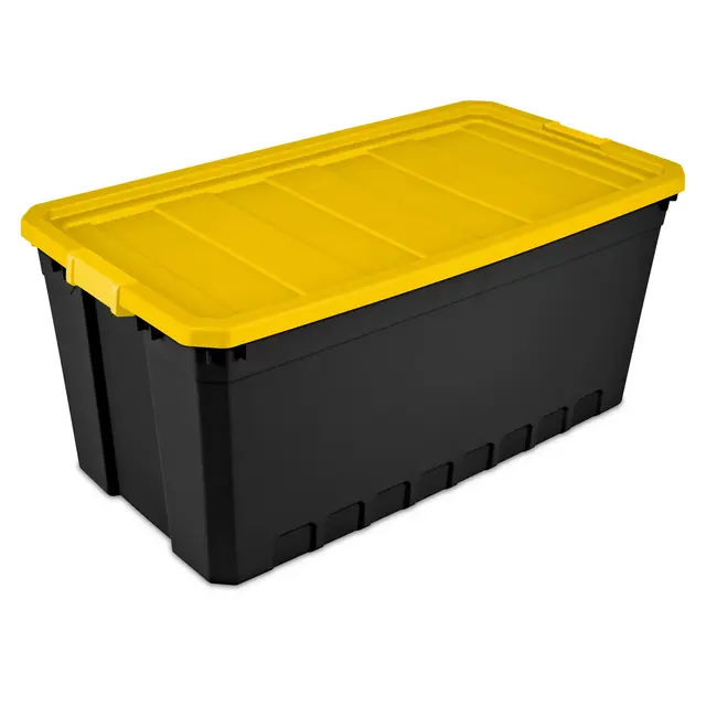 Sterilite Plastic 50 Gallon Stacker Tote, Yellow Lily Single