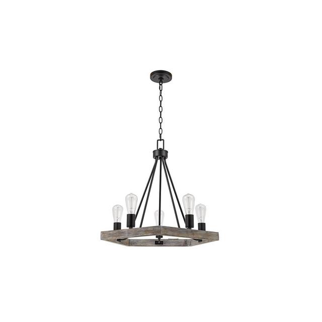 21" 5-Light Faux Wood Chandelier Black (Includes Light Bulbs) - Cresswell Lighting