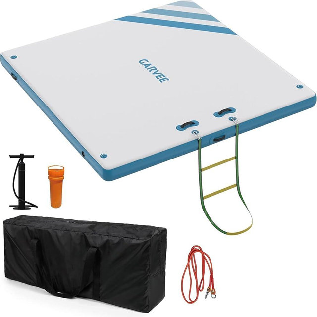 Inflatable Floating Dock, Swim Platform Floating Dock for Lakes, Lake Floats for Adults, Island Raft Mat for Lake Beach Ocean, Non-Slip Surface