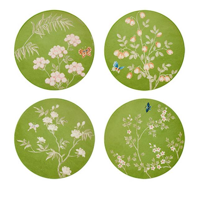 Addison Ross Chinoiserie Lacquered Coasters, Set of 4