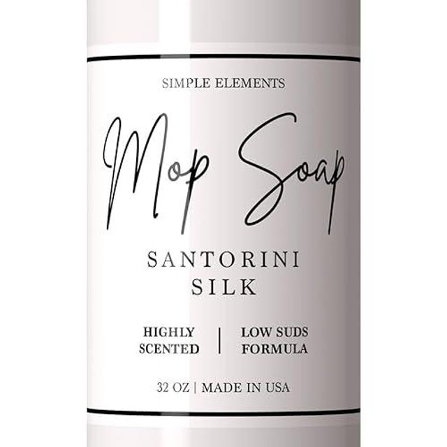 Mop Soap Highly Scented Fragrance, Long Lasting Luxury Floor Cleaner for Hardwood, Tile, Laminate & Stone, Low Suds No Residue Formula, All Mop Types, Made in USA, 32oz Santorini Silk Fragrance