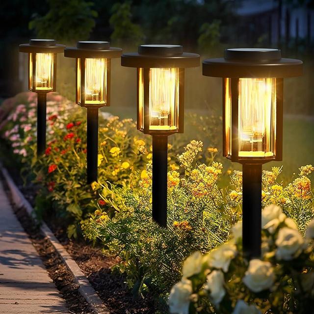 SUNCKET Solar Garden Lights, Bright Solar Outdoor Lights 6 Pack, IP65 Waterproof Auto On/Off Long Lasting Lighting Solar Powered Landscape Lights for Yard Walkway Driveway Lawn