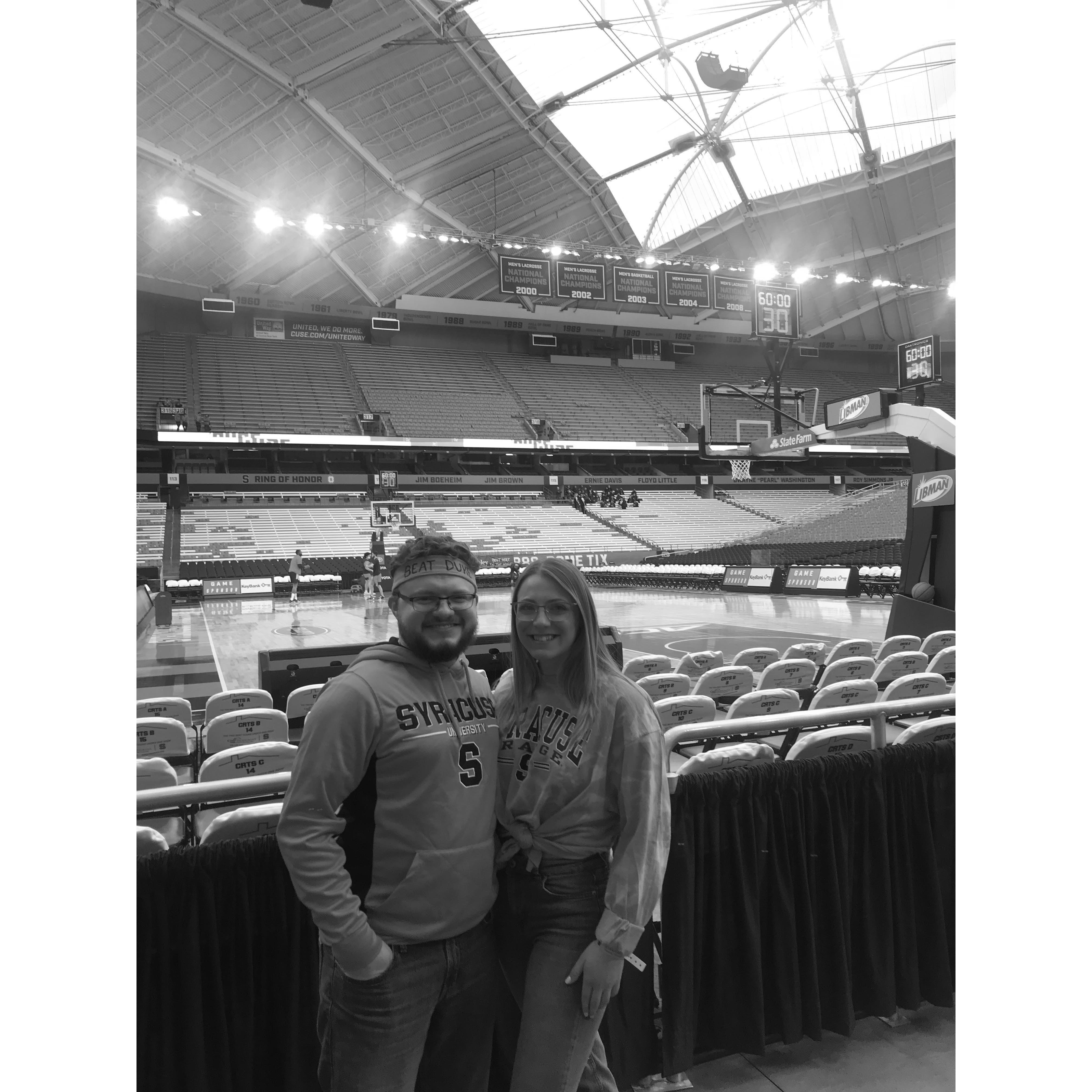 Court side seats for the Duke v. Syracuse basketball game in 2022. We camped in a tent outside the Carrier Dome in 12 degree weather and snow for these tickets.